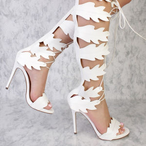 White Swirl Cut Out Detailing Peep Toe Gladiator S